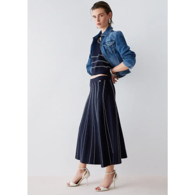 Liu Jo Gonna Maglia Lunga Night Blue Bco Lana