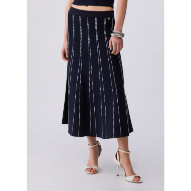 Liu Jo Gonna Maglia Lunga Night Blue Bco Lana