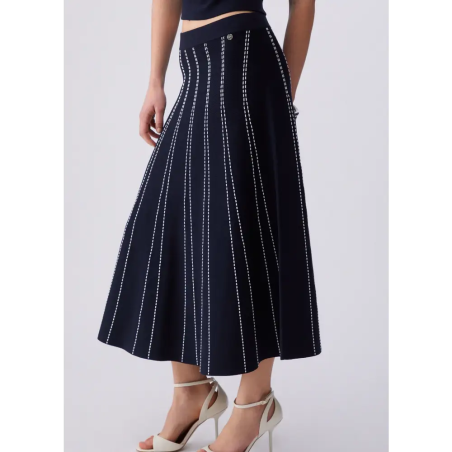 Liu Jo Gonna Maglia Lunga Night Blue Bco Lana