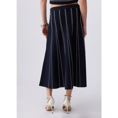 Liu Jo Gonna Maglia Lunga Night Blue Bco Lana