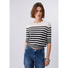 Liu Jo Maglia Chiusa Azul Marino White