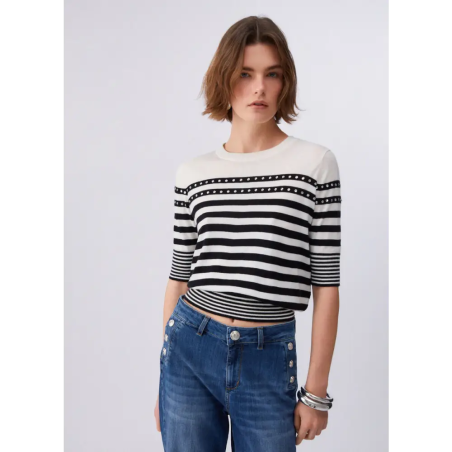 Liu Jo Maglia Chiusa Azul Marino White