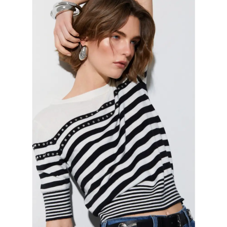 Liu Jo Maglia Chiusa Azul Marino White