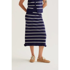 Fantástica falda midi rayas azul marino