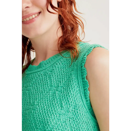 Fantástica Top Bordado Encadenado Verde