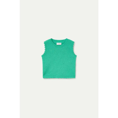 Fantástica Top Bordado Encadenado Verde