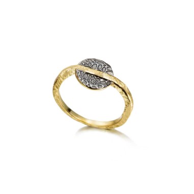 Anillo KYMBAL de Plata. Baño de Oro 18k y Rutenio Negro