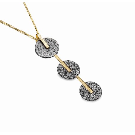 Colgante KYMBAL de Plata. Baño de Oro 18k y Rutenio Negro