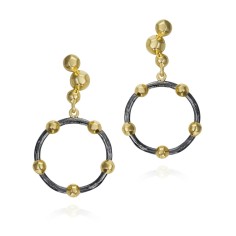 Pendientes CELESTIAL de Plata. Baño Oro 18k y Rutenio Negro