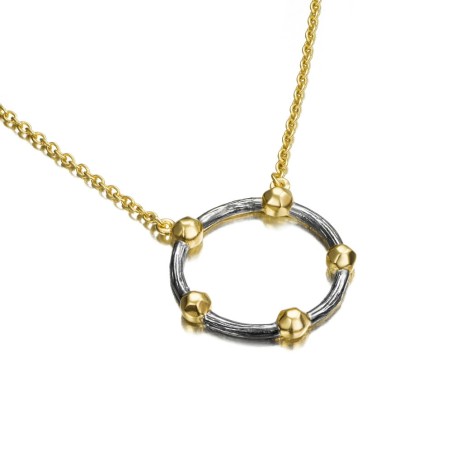Collar CELESTIAL de Plata. Baño Oro 18k y Rutenio Negro