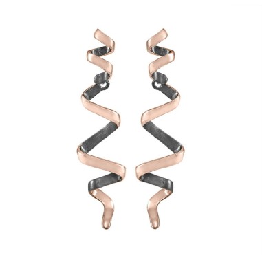 Pendientes CURLS de Plata. Baño de Oro rosa 18k