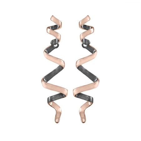 Pendientes CURLS de Plata. Baño de Oro rosa 18k