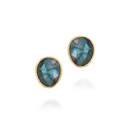 Pendientes de Labradorita con baño de oro 18k