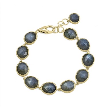 Pulsera de Labradorita en baño de oro 18k