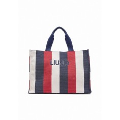LIU JO L TOTE STRIPED CANVAS BLUE