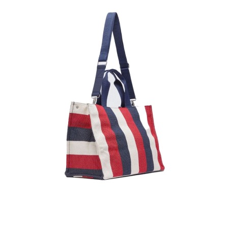 LIU JO L TOTE STRIPED CANVAS BLUE