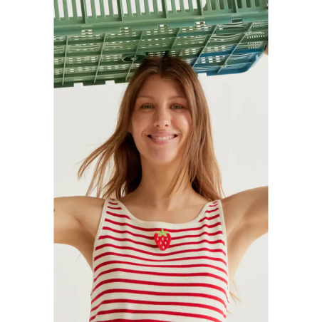 Compañia Fantastica top rayas blanco rojo