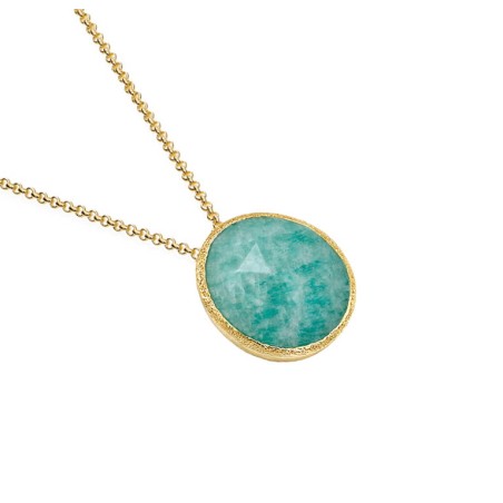 Colgante con Amazonita en baño de oro 18k