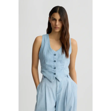 Liu Jo Chaleco Denim Blue Lt Stripe W