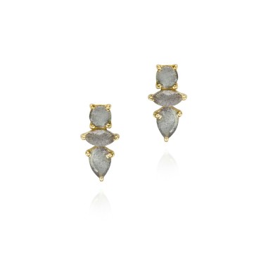 Pendientes de presión con Labradoritas en baño de oro 18k