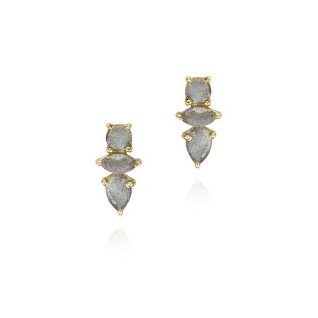 Pendientes de presión con Labradoritas en baño de oro 18k