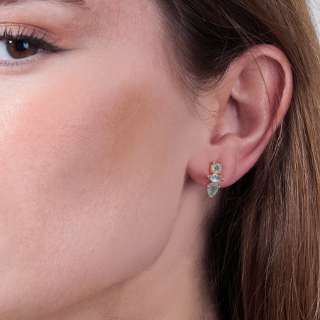 Pendientes de presión con Labradoritas en baño de oro 18k