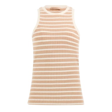 GUESS CAMILLA STRIPED TANK TOP BEIGE AND OFF WHITE