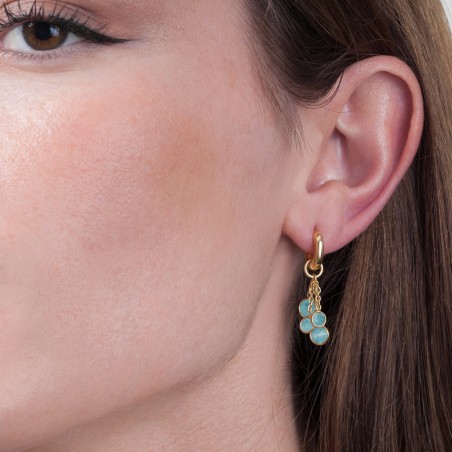 Pendientes de aro con baño de oro 18k y Amazonitas
