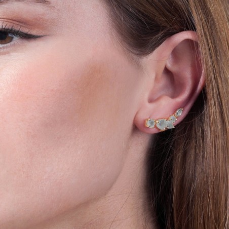 Pendientes trepadores con Labradoritas en baño de oro 18k