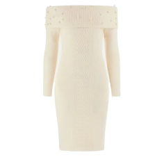 GUESS LS OFF SHLDR AMBER CABLE DRESS - KALHUA