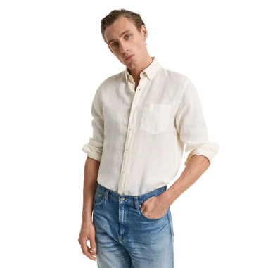 GANT REG GMNT DYED LINEN SHIRT CREAM - KALHUA