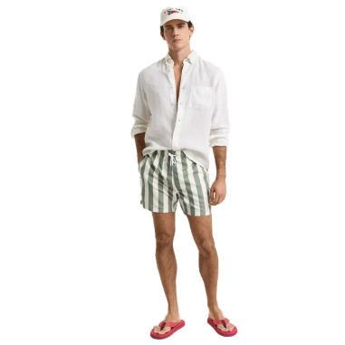 GANT BLOCK STRIPE SWIM SHORTS KALAMATA GREEN - KALHUA