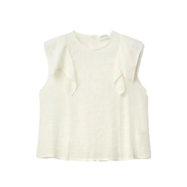 COMPAÑÍA FANTASTICA TOP SIN MANGAS CON VOLANTES BL