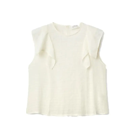 COMPAÑÍA FANTASTICA TOP SIN MANGAS CON VOLANTES BL