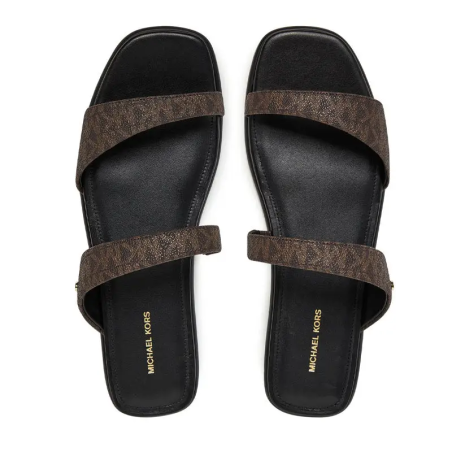 MICHAEL KORS JAIDA FLAT SANDAL BROWN/BLACK - KALHUA