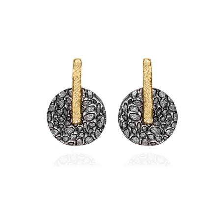 Pendientes KYMBAL de Plata. Baño de Oro 18k y Rutenio Negro