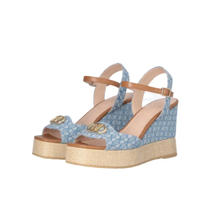 LIU JO SANDALIA ZEPPA EN DENIM MONOGRAM AZUL - KALHUA