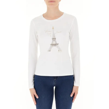 LIU JO T-SHIRT CON STRASS PARIS BLANCO - KALHUA