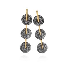 Pendientes KYMBAL de Plata. Baño de Oro 18k y Rutenio Negro