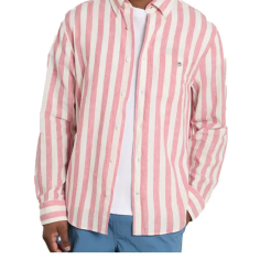 Gant Reg Cotton Linen Stripe Shirt Rose Pink