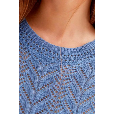 Compañía Fantástica Top Bordado Calado Flor Azul Claro