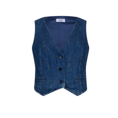 Liu Jo Gilet Strass Denim Blue Starry Wash