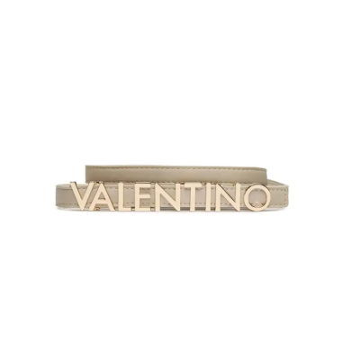 Valentino Belty Beige Cinturón Letras Oro
