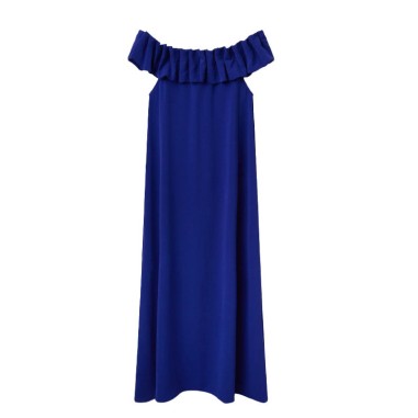 COMPANIA FANTASTICA VESTIDO LARGO ESCOTE BARCO AZL