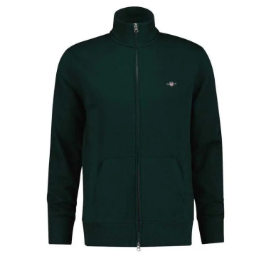 GANT REG SHIELD FULL ZIP SWEAT TARTAN GREEN