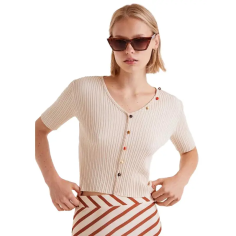 COMPAÑIA FANTASTICA TOP CANALÉ ABALORIOS BEIGE - KALHUA