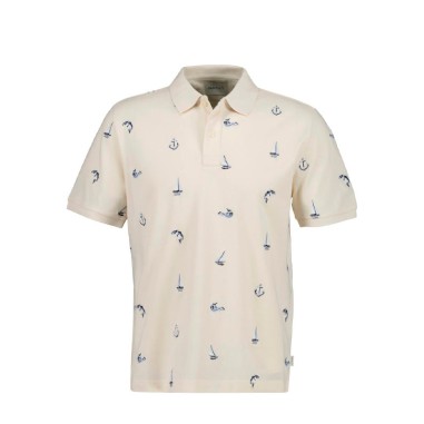 GANT EMBROIDERED SS POLO CREAMED WHITE