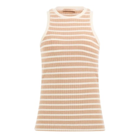 GUESS CAMILLA STRIPED TANK TOP BEIGE AND OFF WHITE