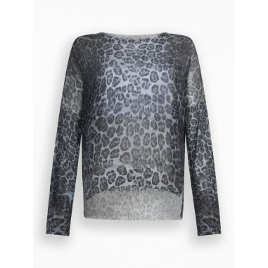 LIU JO MAGLIA CHIUSA M L GRAY ANIMALIER LUX