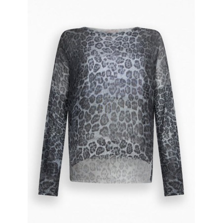 LIU JO MAGLIA CHIUSA M L GRAY ANIMALIER LUX